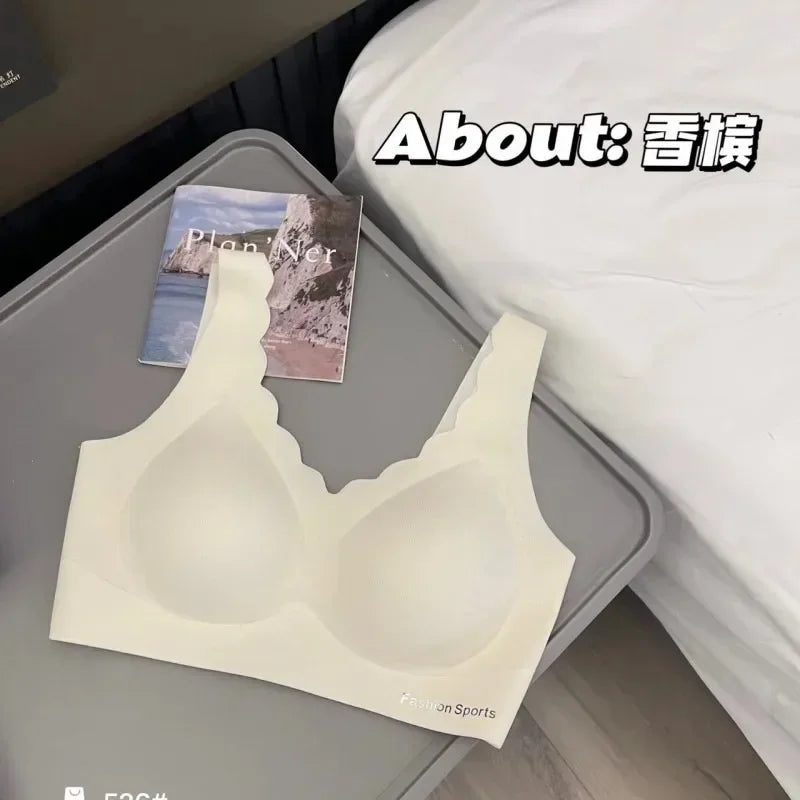 A /B / C Fixed Cup Seamless   Oversized Bra Thin Push Up  Women Underwear