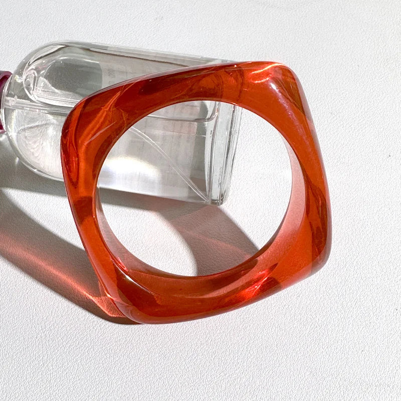 New Trend Acrylic Irregular Geometric Exaggerated Chunky Bangles for Women Resin Colorful Statement Charm Bracelet Jewelry Gifts