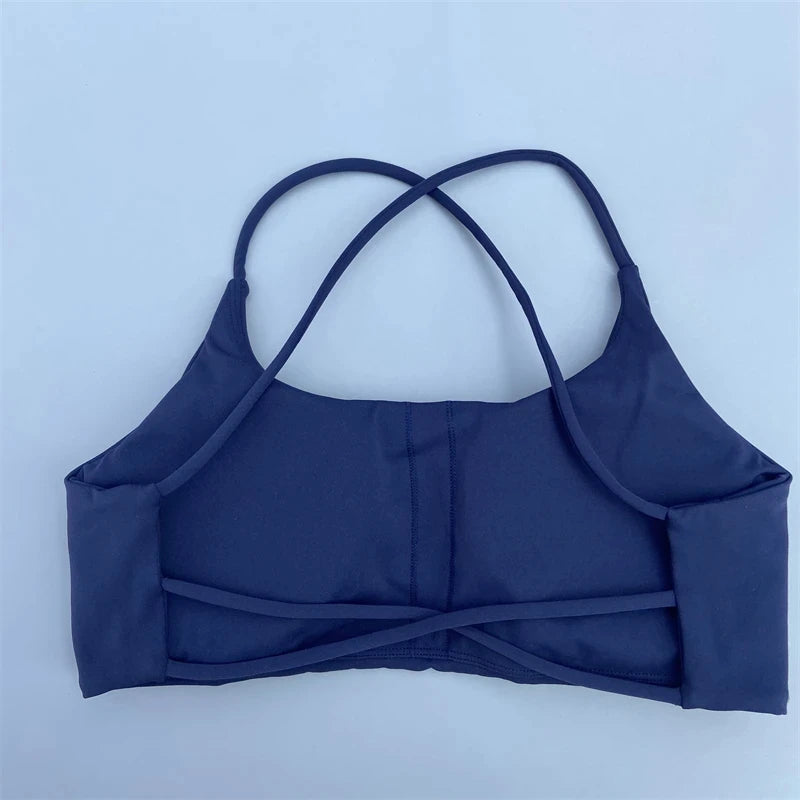Solid Color Cross Back Fitness Bra - High Strength Yoga Top