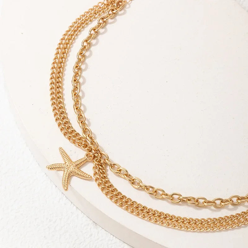 Classic Snake Multi-layer Anklet For Women Starfish Heart Shell Sexy Chain On Foot Leg Female Ankle Bracelet Beach Jewelry