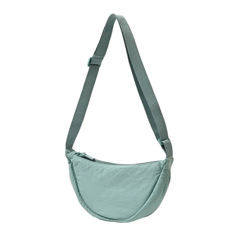 Women Half Moon Shape Crossbody Chest Bag Casual Nylon Shoulder Bag Female Large Capacity Tote Solid Lady Travel Shopper Handbag
