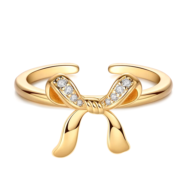 925 Sterling Silver Love Ring - Gold Sparkling Wedding Engagement