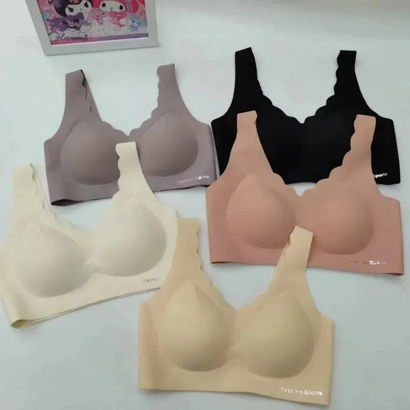 A /B / C Fixed Cup Seamless   Oversized Bra Thin Push Up  Women Underwear