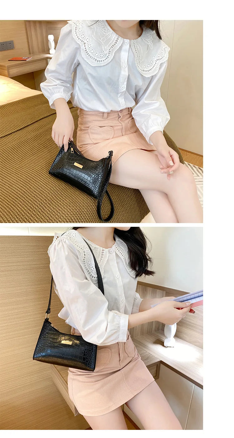 Fashion Shoulder Bag Crocodile Pattern Underarm Bag for Women Exquisite Crossbody Tote Purse Luxury Brand Handbags Shopping Bags