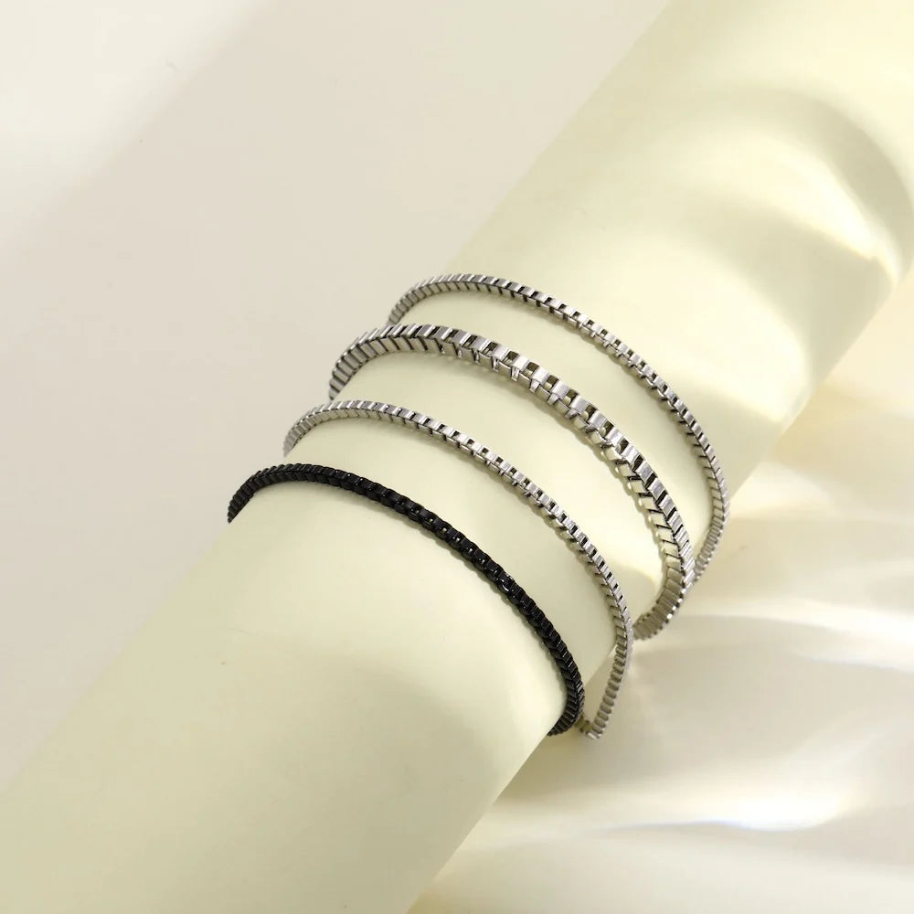 Simple Stainless Steel Multi-layer Chain Men Bracelet Retro Box Chain Bracelet Fashion Jewelry Fashion Women Accessories Gifts