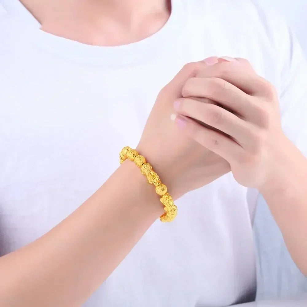 1pc Charm Bracelet 10mm Natural Bead Bracelets , Single Attract Wealth And Good Luck Wrist Chain