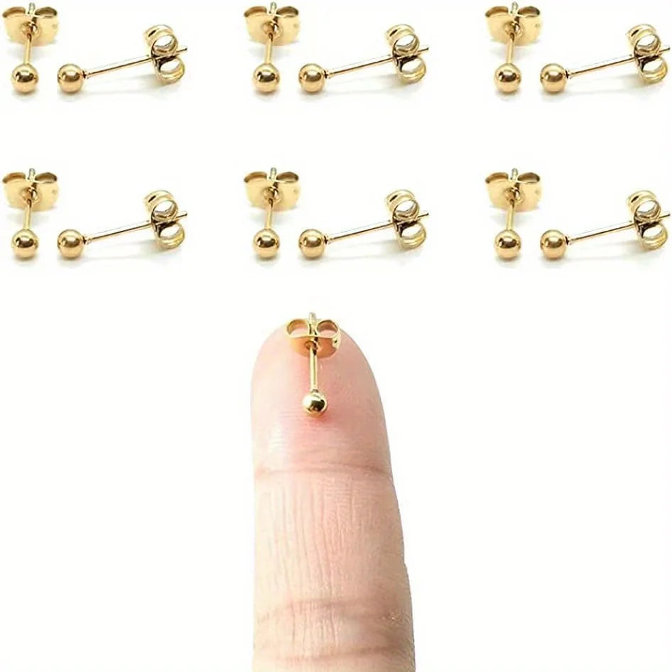 12pcs 2mm-3mm Tiny Butterfly Buckle Stud Earrings 316L Stainless Steel Hypoallergenic Universal Ear Bone Studs Piercing Jewelry
