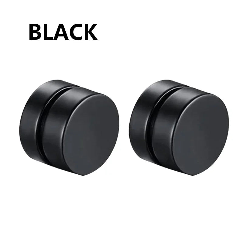 1 Pairs Fashion Magnetic Stud Earrings Men and Women Black CZ Magnet Non-piercing Clip Earring Set Punk Earrings Jewelry Gift