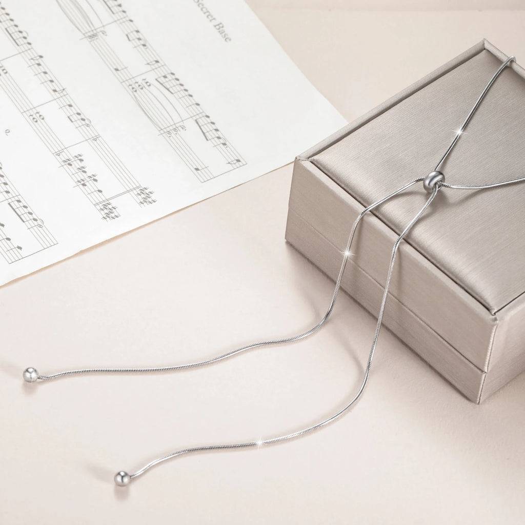 Teamer Long Snake Chain Round Bead Necklace Stainless Steel Gold Color For Girls Women Minimalist Trendy Simple Jewelry Gift