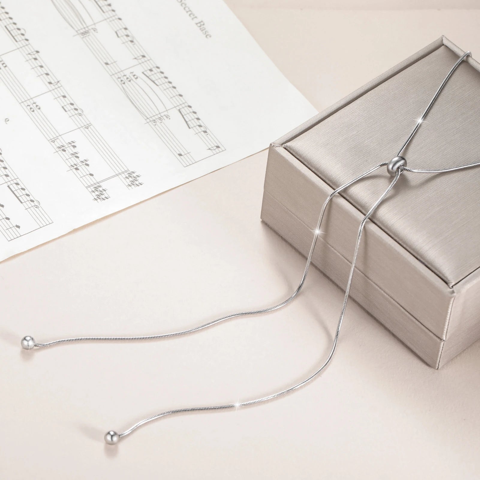 Teamer Long Snake Chain Round Bead Necklace Stainless Steel Gold Color For Girls Women Minimalist Trendy Simple Jewelry Gift