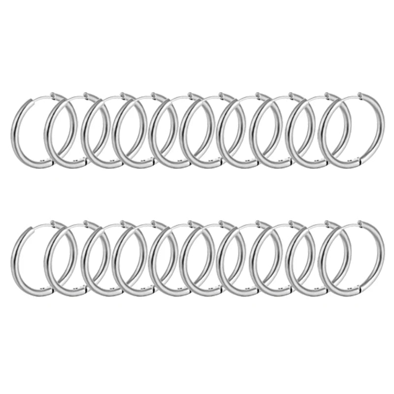 10/20Pcs Minimalist 316L Stainless Steel Small Hoop Earrings For Women Man Classic Round Earrings Fashion Ear Piercing Jewelry