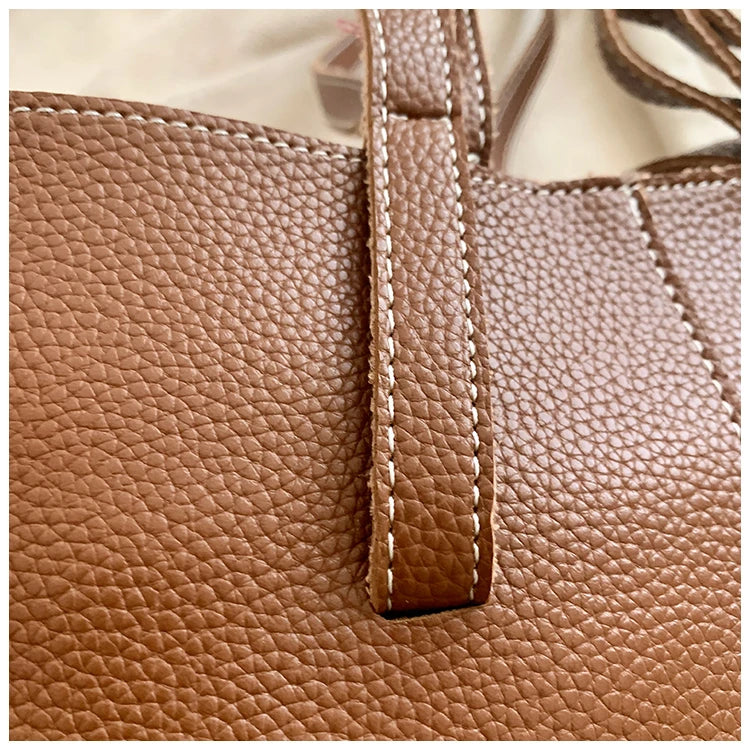 High Quality PU Tote Bags Fashion Solid Hasp Simple Versatile Sense of Luxury Shoulder and Handbags for Women 2024 New Style