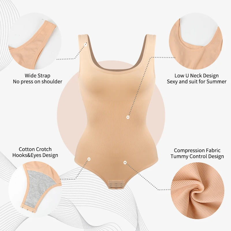 Bodysuit Shapewear - Tummy Control Butt Lifter Low Neck Jumpsuit