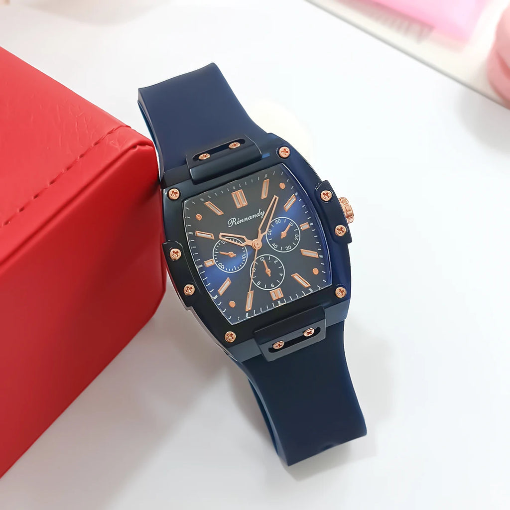 Cross border foreign trade new sports and leisure square silicone scale three eye women's quartz watch manufacturer in stock