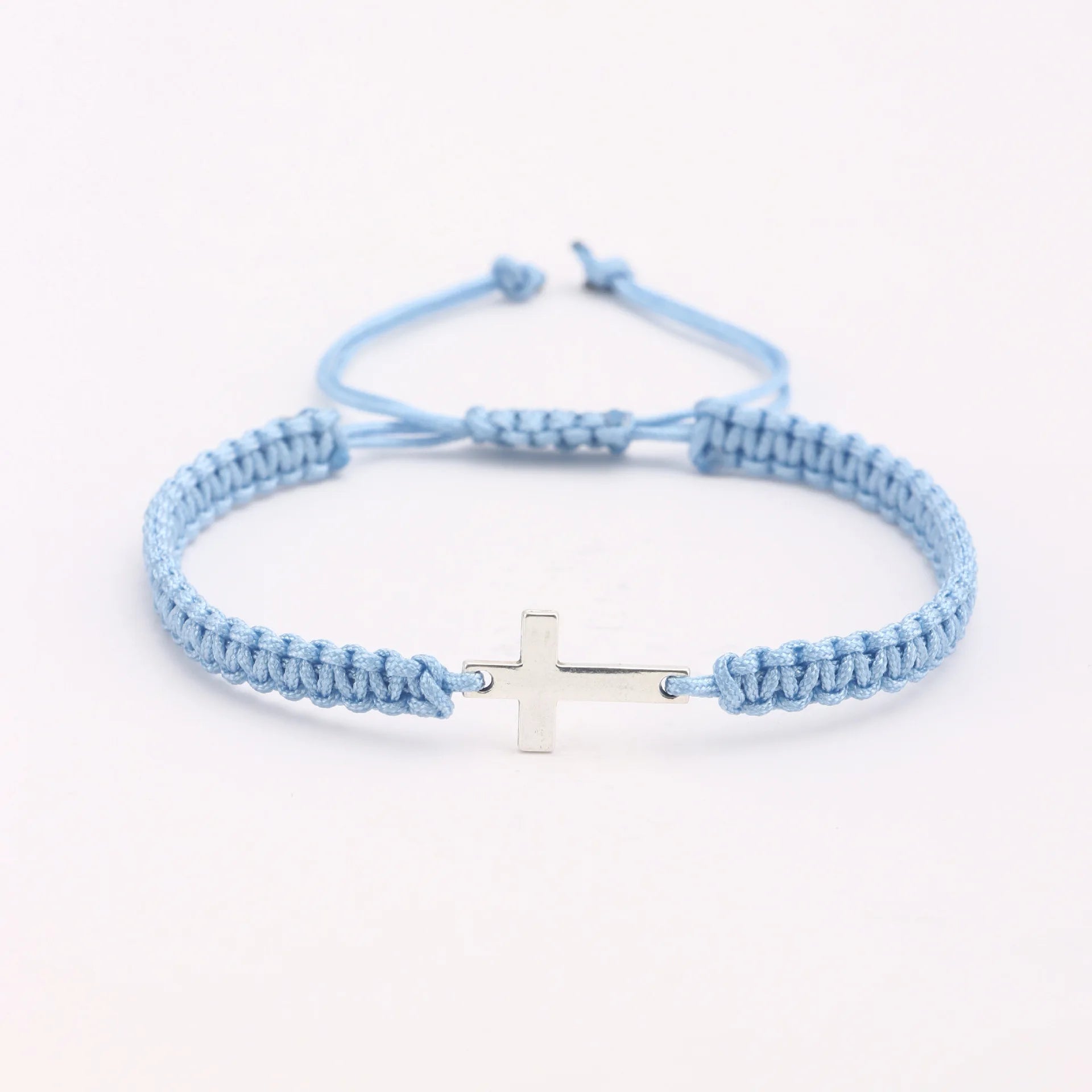 UILZ Creative Personality Stainless Steel Cross Hand-woven Adjustable Colored String Couple Versatile Bracelet