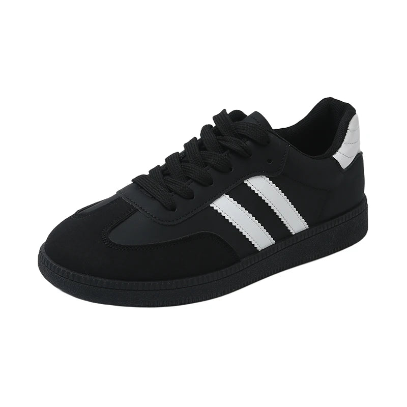 Women's Mixed Color Tennis Sneakers - Lace-Up Vulcanized Flats