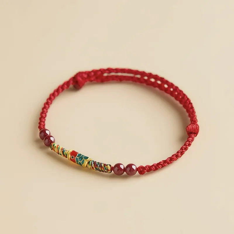 Lucky Red Thread Bracelet Men Women Tibetan Buddhist Lotus Infinity Cinnabar Beads Handmade Braided Rope Bracelets Party Jewelry