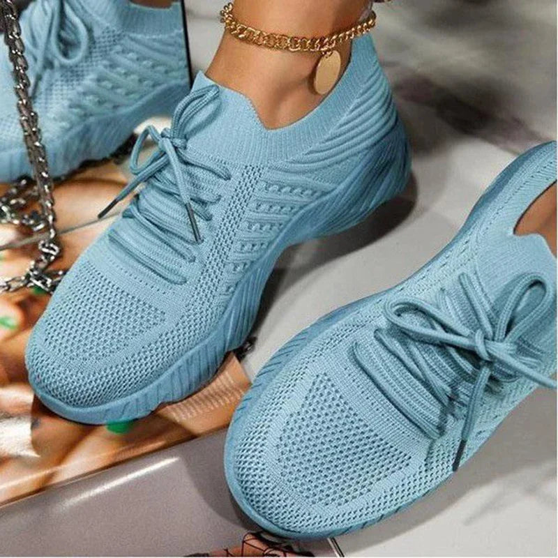 Women's Mesh Breathable Casual Sneakers - Plus Size Platform Vulcanized Shoes