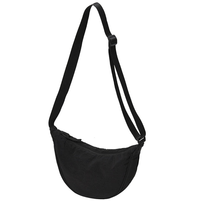 Women Half Moon Shape Crossbody Chest Bag Casual Nylon Shoulder Bag Female Large Capacity Tote Solid Lady Travel Shopper Handbag