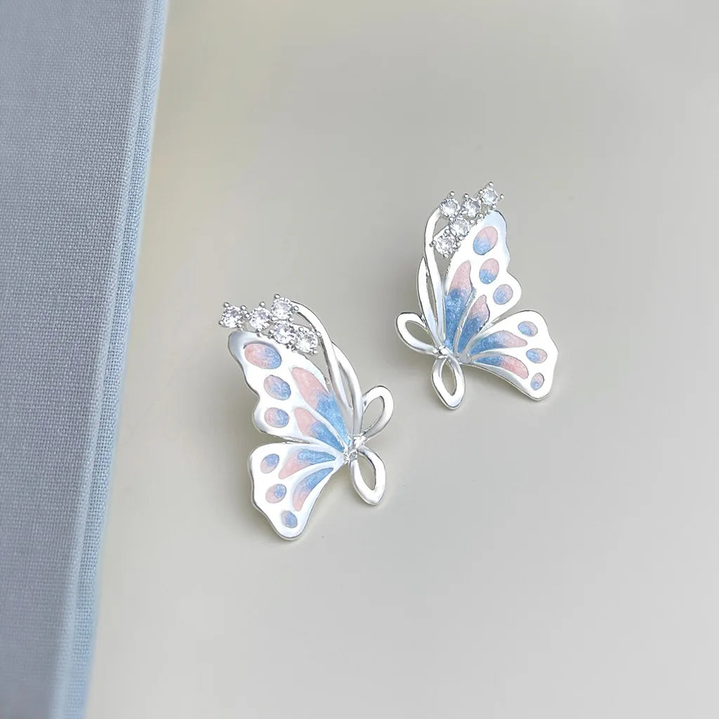 butterfly New Fashion Earrings Micro inlaid zircon Women's earrings colored metal Earrings for women versatile sexsy girls