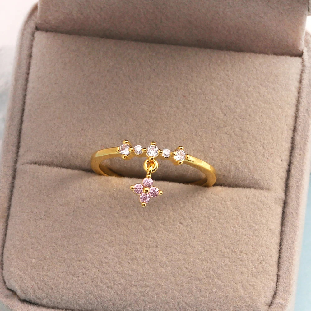 Fashion Moon Heart Flower Butterfly Rings For Women Sweet Girls Exquisite Shiny Rhinestone Crystal Open Ring 2025 Romantic Jewel