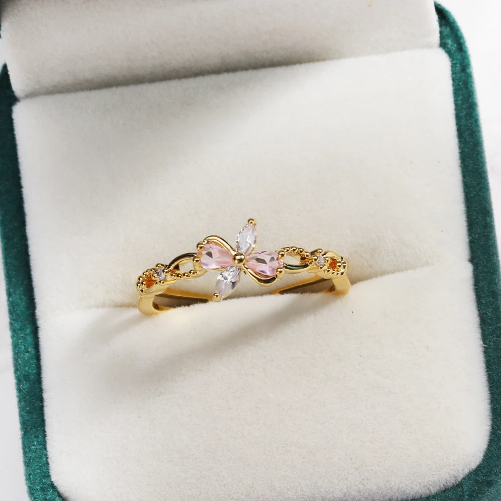 Fashion Moon Heart Flower Butterfly Rings For Women Sweet Girls Exquisite Shiny Rhinestone Crystal Open Ring 2025 Romantic Jewel