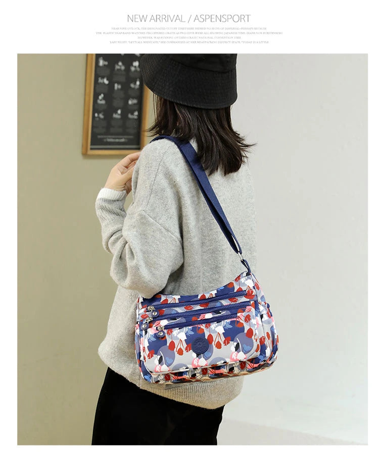 High capacity Shoulder Crossbody Bag for Women Purse Waterproof Nylon Handbag Suitable for mothers, shopping, vacation use