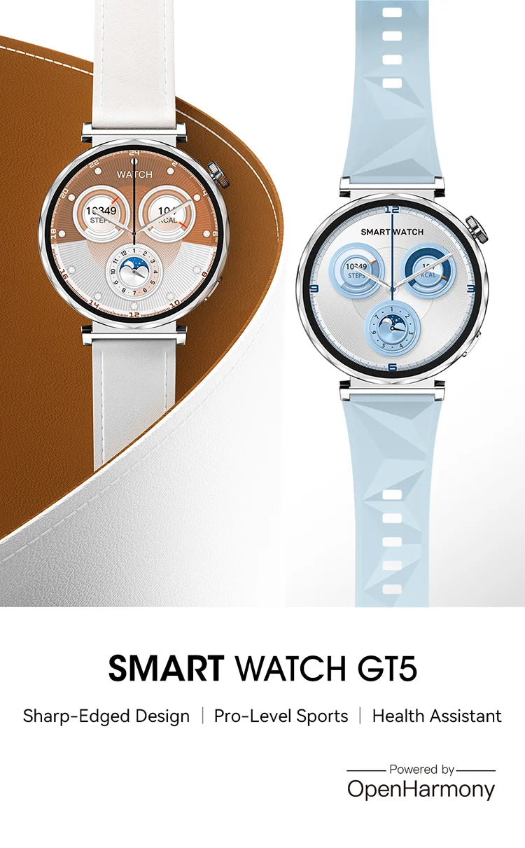 GT5 Mini Smart Watch for Woman IP68 Waterproof 1.32" IPS Screen Make/Receive Calls Message Sleep Tracking Sport Modes Smartwatch