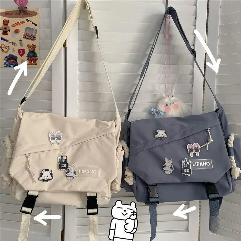 Shoulder Bag Large Capacity Crossbody Bag Retro Workwear Postman Bags for Women Nylon Handbags