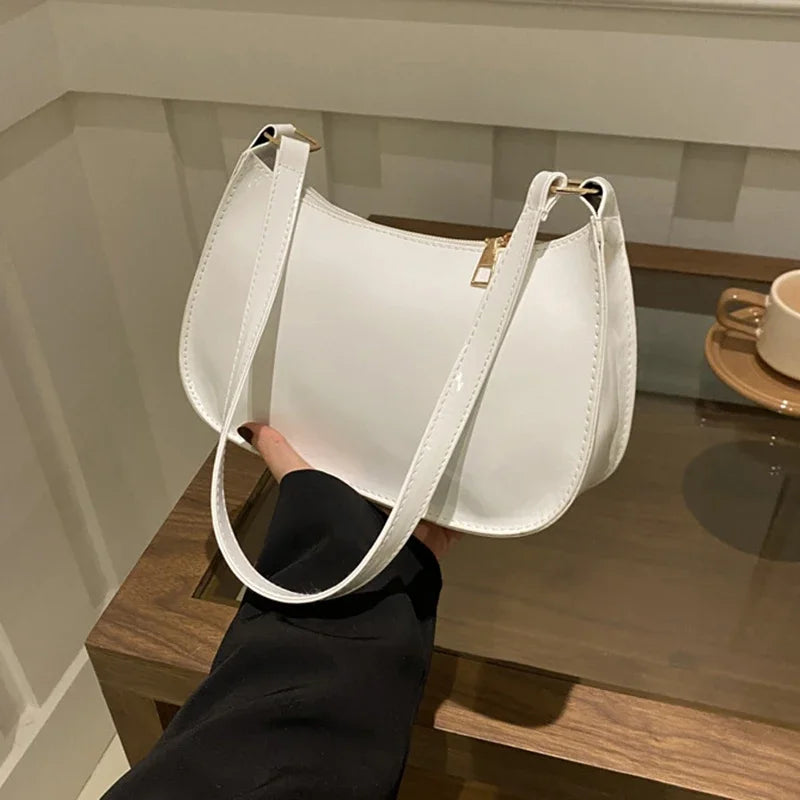 Retro Solid Color PU Leather Shoulder Underarm Bag Women's Fashion Handbags Casual Purses and Handbag Ladies Hand Bags