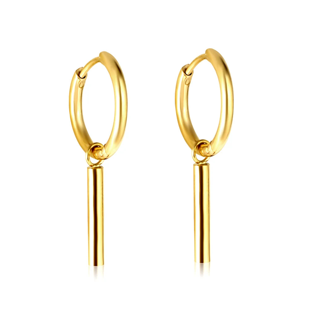 LUXUKISSKIDS Punk Smile Face Gold/Steel Color Drop Earrings Simple Hiphop Round Pendients Fashion Clips For Man/Woman/Girls