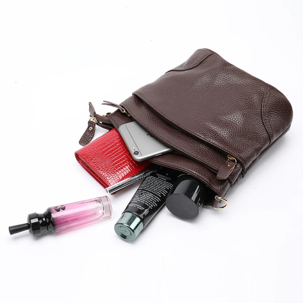 Genuine Leather Women Messenger Bags Cow Leather Crossbody Shoulder Bag Small Female Handbags Capacity Phone Bag for Girls