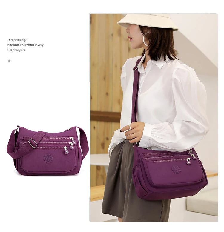 High capacity Shoulder Crossbody Bag for Women Purse Waterproof Nylon Handbag Suitable for mothers, shopping, vacation use