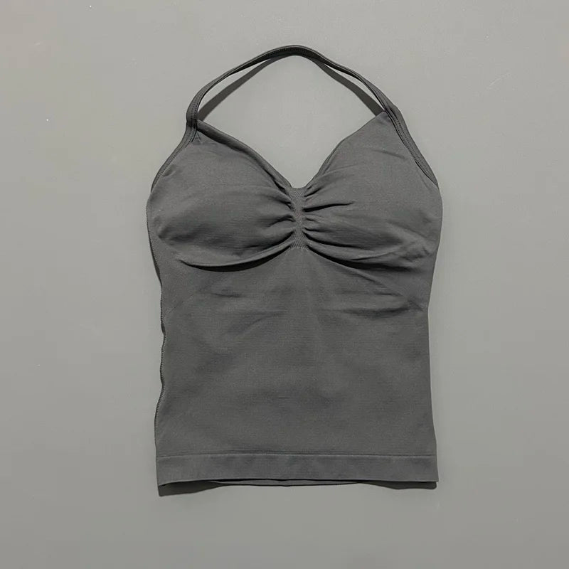 HISTELLO Impact Sports Bra - Longline Strappy Yoga Tank Top