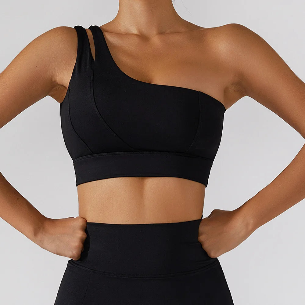 Sexy One Shoulder Sports Bra - High Strength Fitness Vest