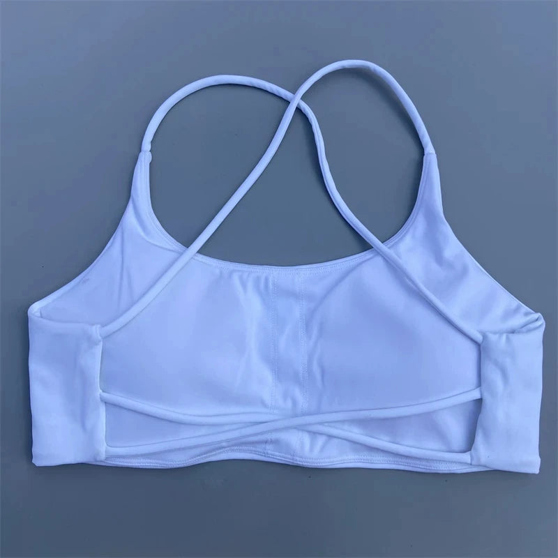 Solid Color Cross Back Fitness Bra - High Strength Yoga Top