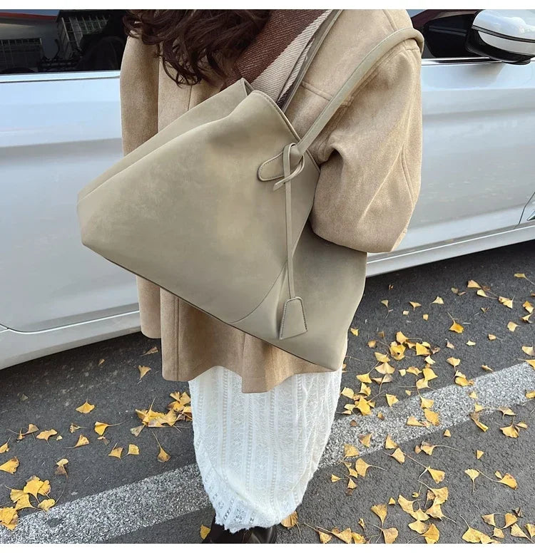 Faux Suede Solid Color High Quality Fashionable Versatile Handbag 2025 Women's Product Hot Selling  Large Capacity Shoulder Bag