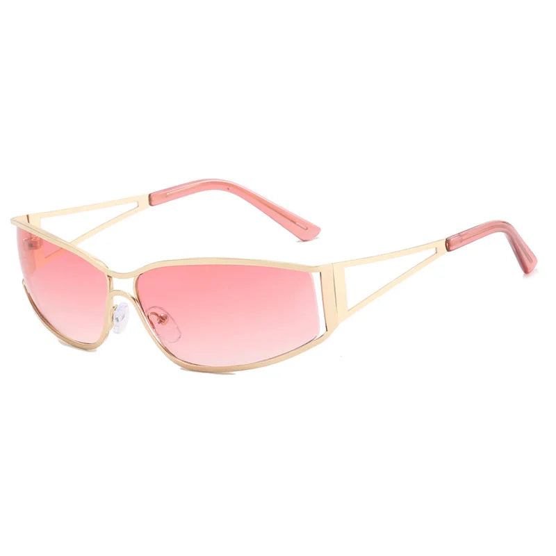 Y2K Oversized Steampunk Sunglasses - Designer Gradient Mirror Eyewear