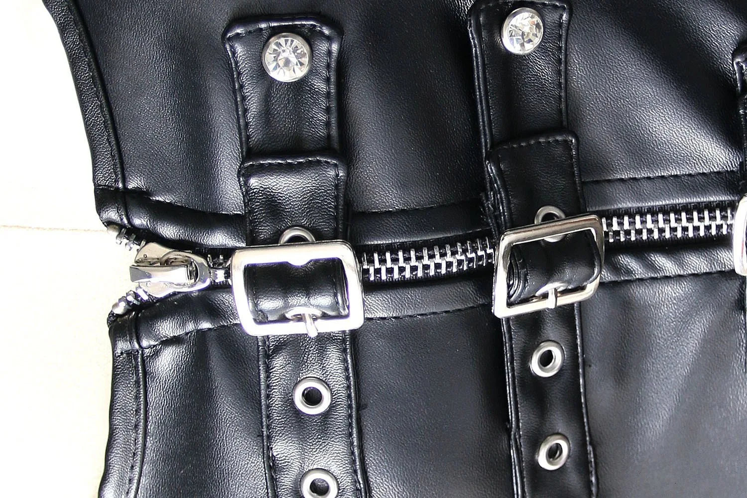 Faux Leather Harness Corset - Overbust Steampunk Waist Trainer