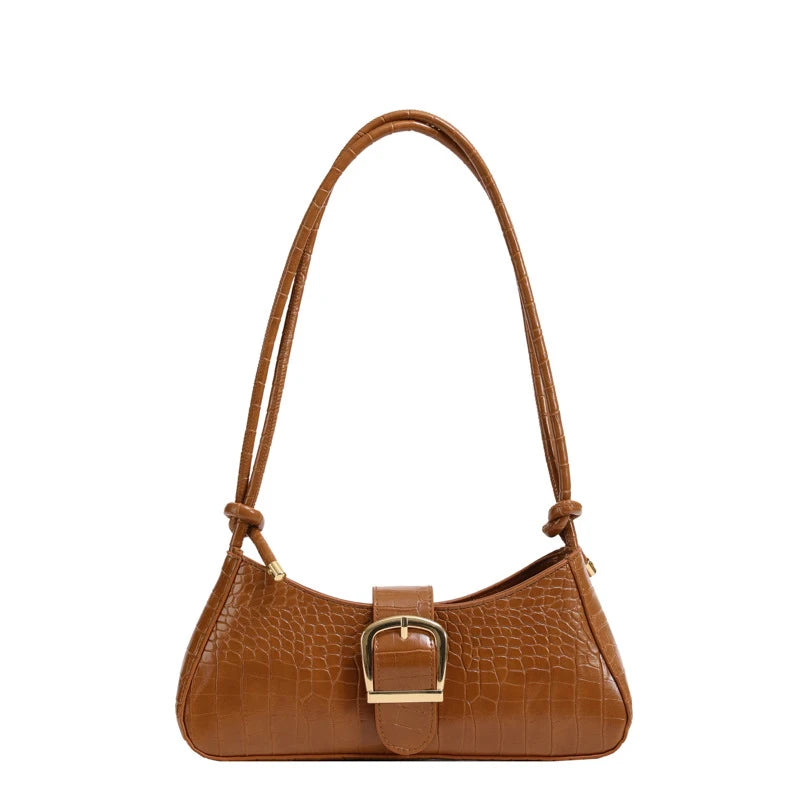 French Simple Solid Color PU Leather Shoulder Bag Fashion Versatile Handbag Underarm Bag For Women Hand Shoulder Bag