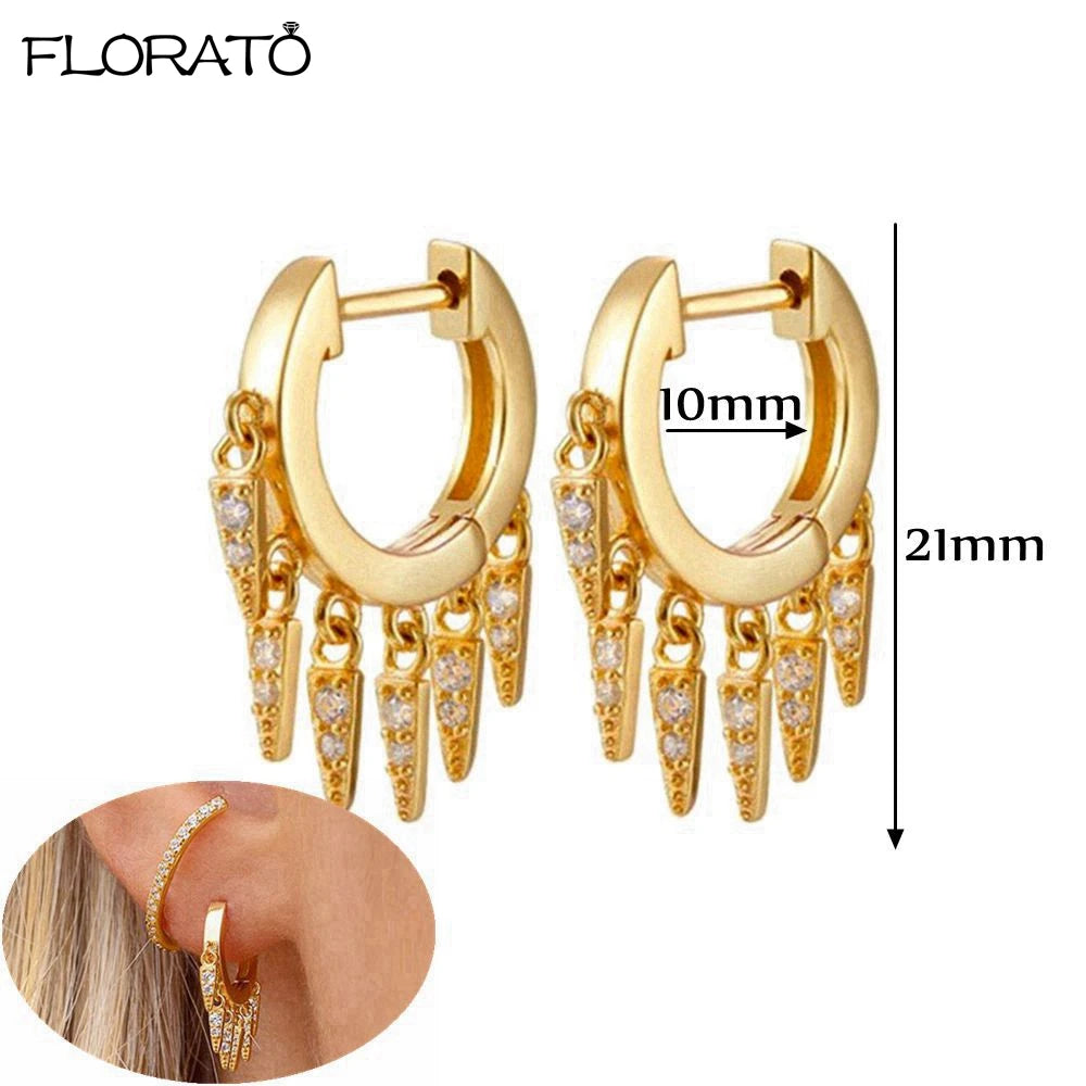 925 Sterling Silver Needle Punk Spike Rivet Hoop Earrings For Women Huggie Earrings Ear Cuff Piercing Earring Gothic Jewelry