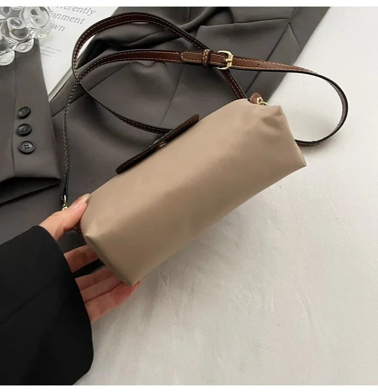 Retro Fashion Nylon Dumpling Bag Women's Crossbody Handbag Soft Polyester Lining Zipper Closure Shoulder Bag Handbag
