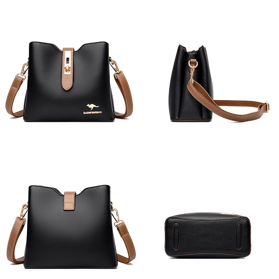3-Layer Designer Handbag - Large Capacity Crossbody Messenger Bag