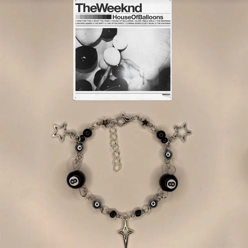 Handmade the weeknd bracelets  No. 8 ball star beaded dice bracelet coquettish y2k gothic