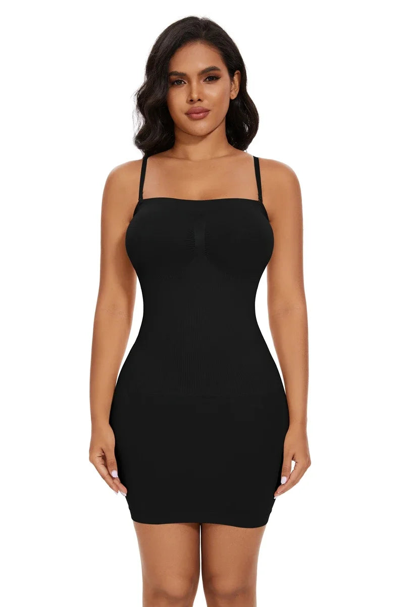 Full Slip Shapewear - Off Shoulder Strapless Body Shaper Dress