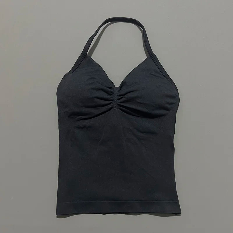 HISTELLO Impact Sports Bra - Longline Strappy Yoga Tank Top