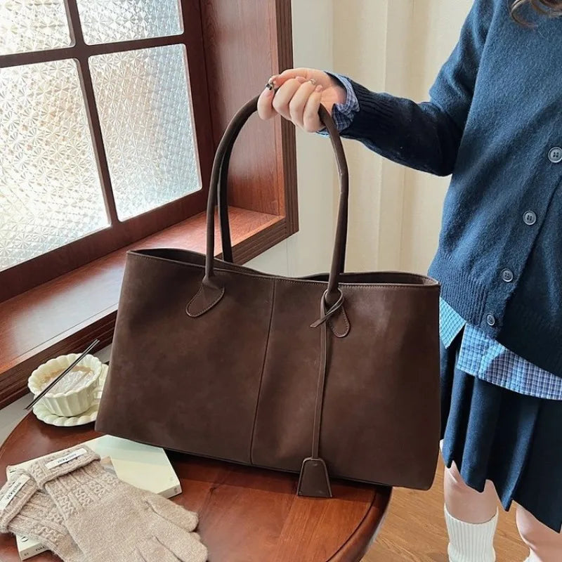 Faux Suede Solid Color High Quality Fashionable Versatile Handbag 2025 Women's Product Hot Selling  Large Capacity Shoulder Bag