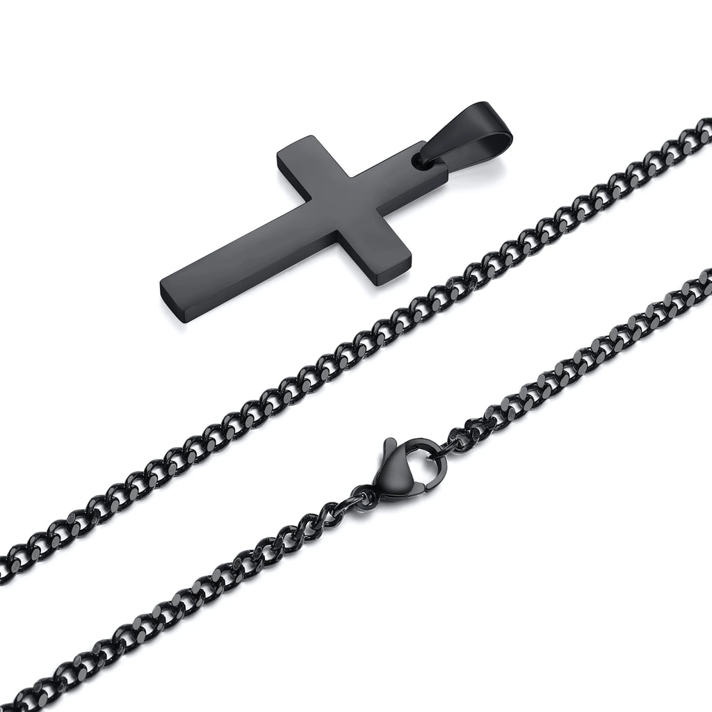 Casual Cross Pendant Necklaces for Men Boys,Waterproof Stainless Steel Pendant Necklaces,Anniversary Birthday Jewelry Gifts