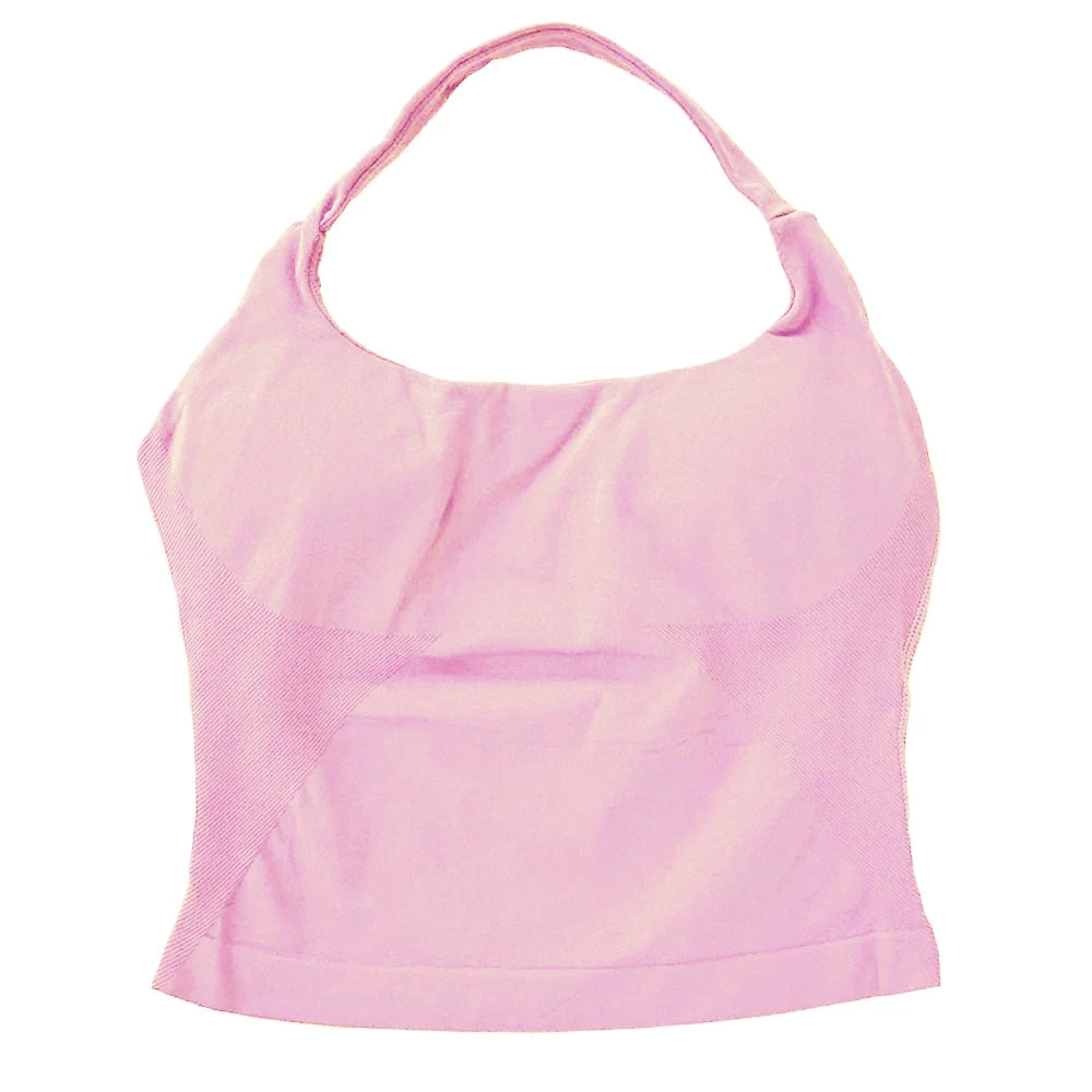 Gym Top Women Clothes Strappy Workout Tank Top Padded Sports Bra Backless Yoga Shirts Seamless Gym Crop Top Halter Fitness Vest