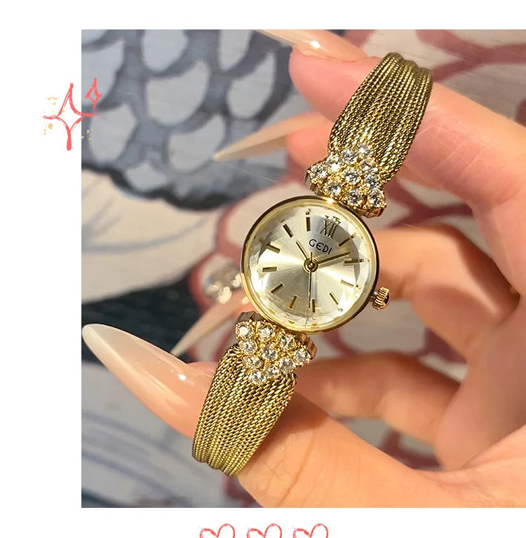GEDI Luxury Retro High-End Ladies Watches Niche Vintage Quartz Woman Wristwatch Diamond Fashion Casual Watches for Woman